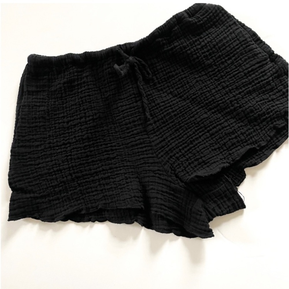 Zara crinkled cotton shorts color black size S - Picture 2 of 5